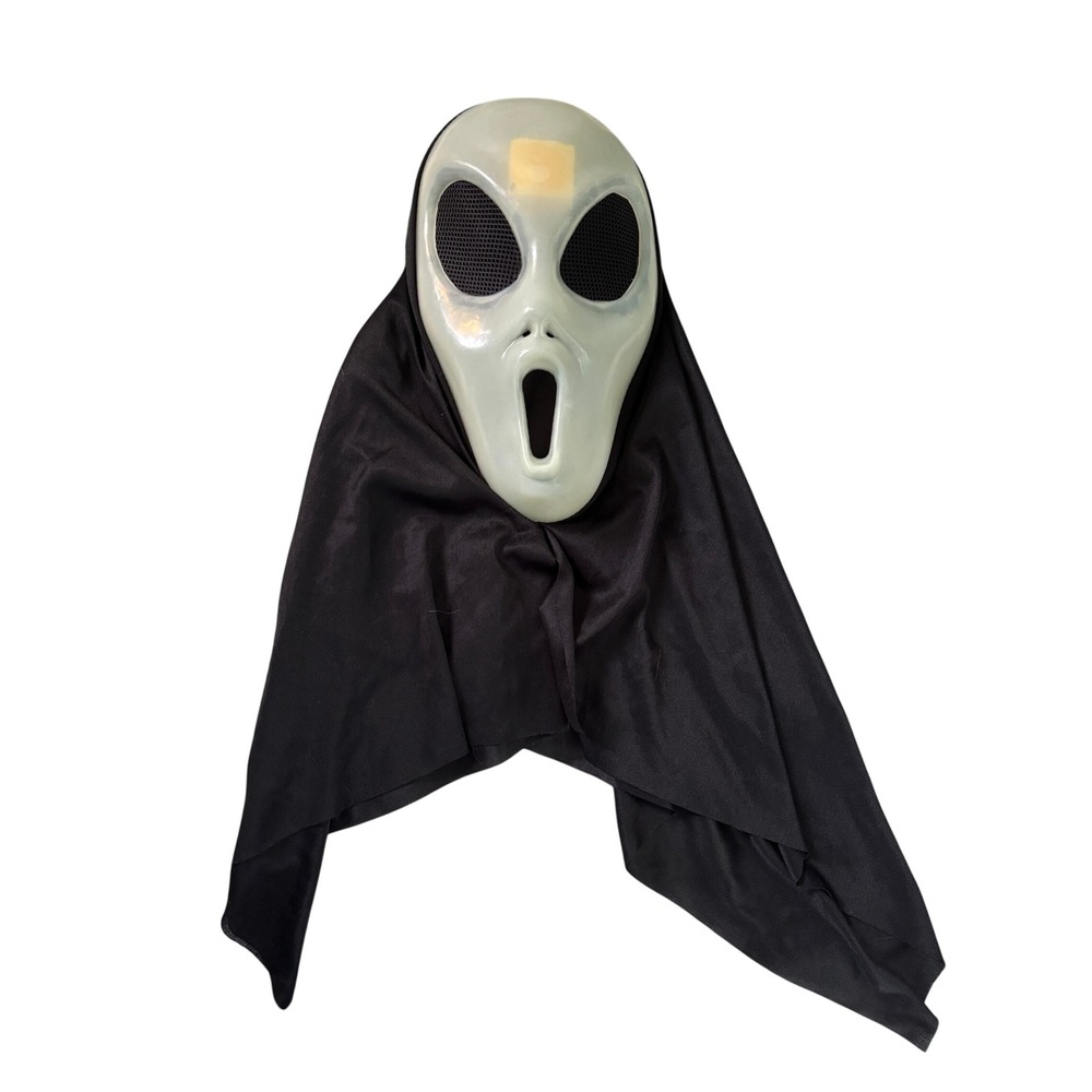 Glow In The Dark Alien Mask with Black Hood Halloween Costume Accessory